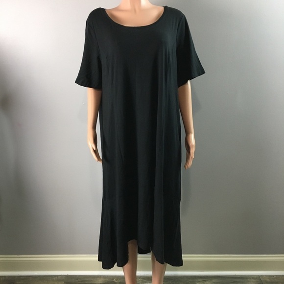 !! isaac mizrahi black maxi dress short sleeve - Picture 1 of 8